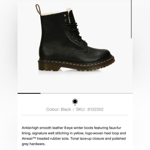 Dr. martens 1460 Serena fur lined lace up boots - size 9 - Picture 1 of 7